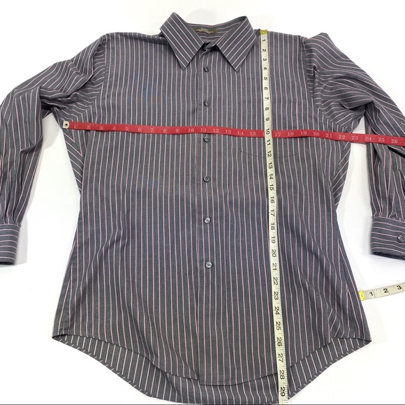 Van Heusen Men’s Fitted Gray Pinstriped Dress Shirt 16 Large - Picture 5 of 7